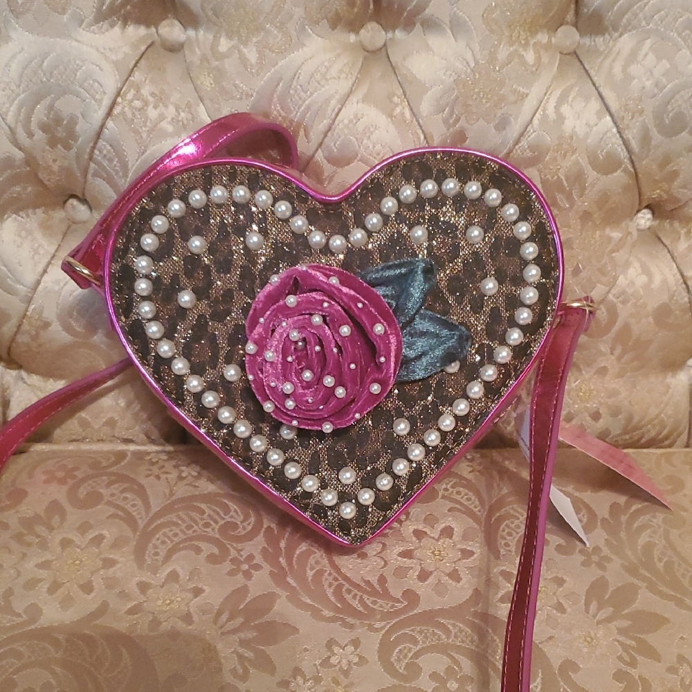 Betsey Johnson Heart-Shaped Cheetah Print Bag
